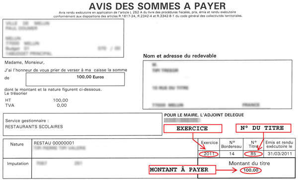 Exemple d'avis de sommes à payer