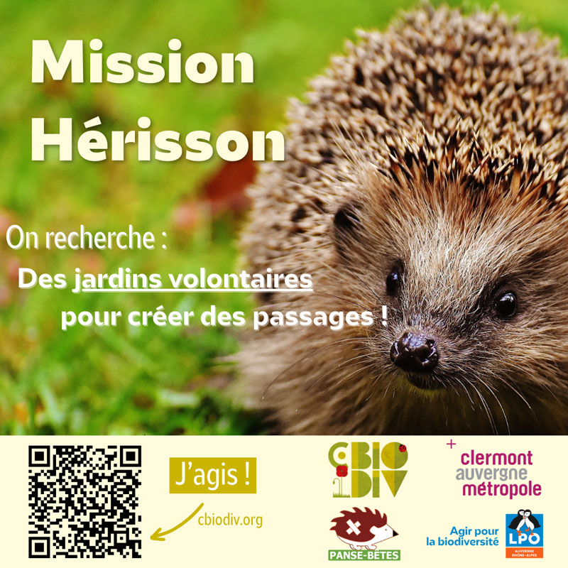 Mission hérisson organisée par la LPO en partenariat avec Panse-Bêtes. Objectifs protéger les hérissons. Vous avez un jardin ? Vous pouvez participer et créer un passage entre jardins !