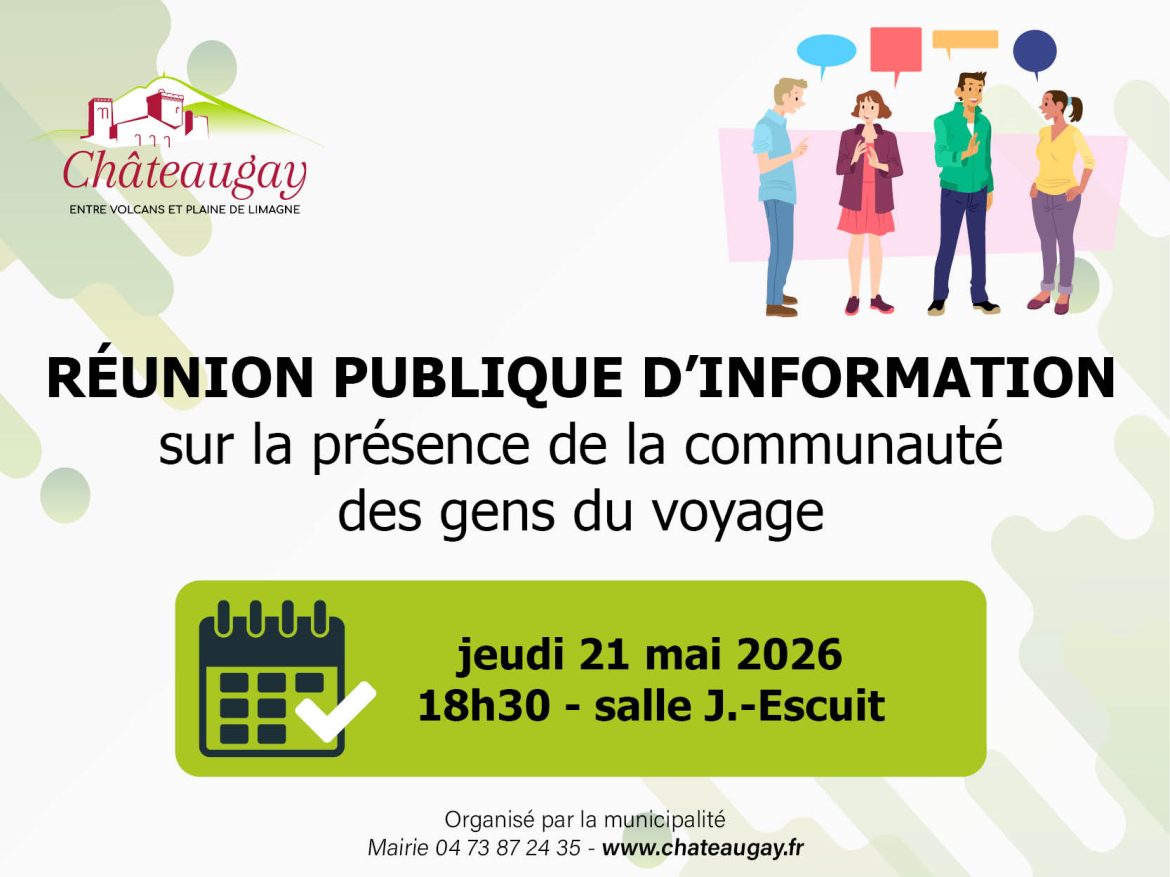 Réunion publique - Situation des gens du voyage sur Châteaugay - jeudi 21 mai à 18h30, salle J. Escuit