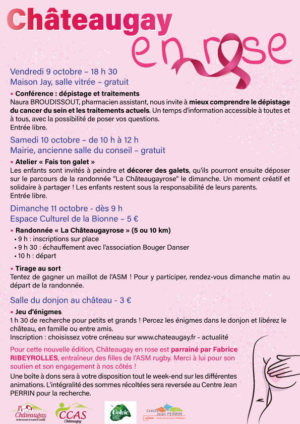 Châteaugay en rose : un week-end solidaire du 9 au 11 octobre